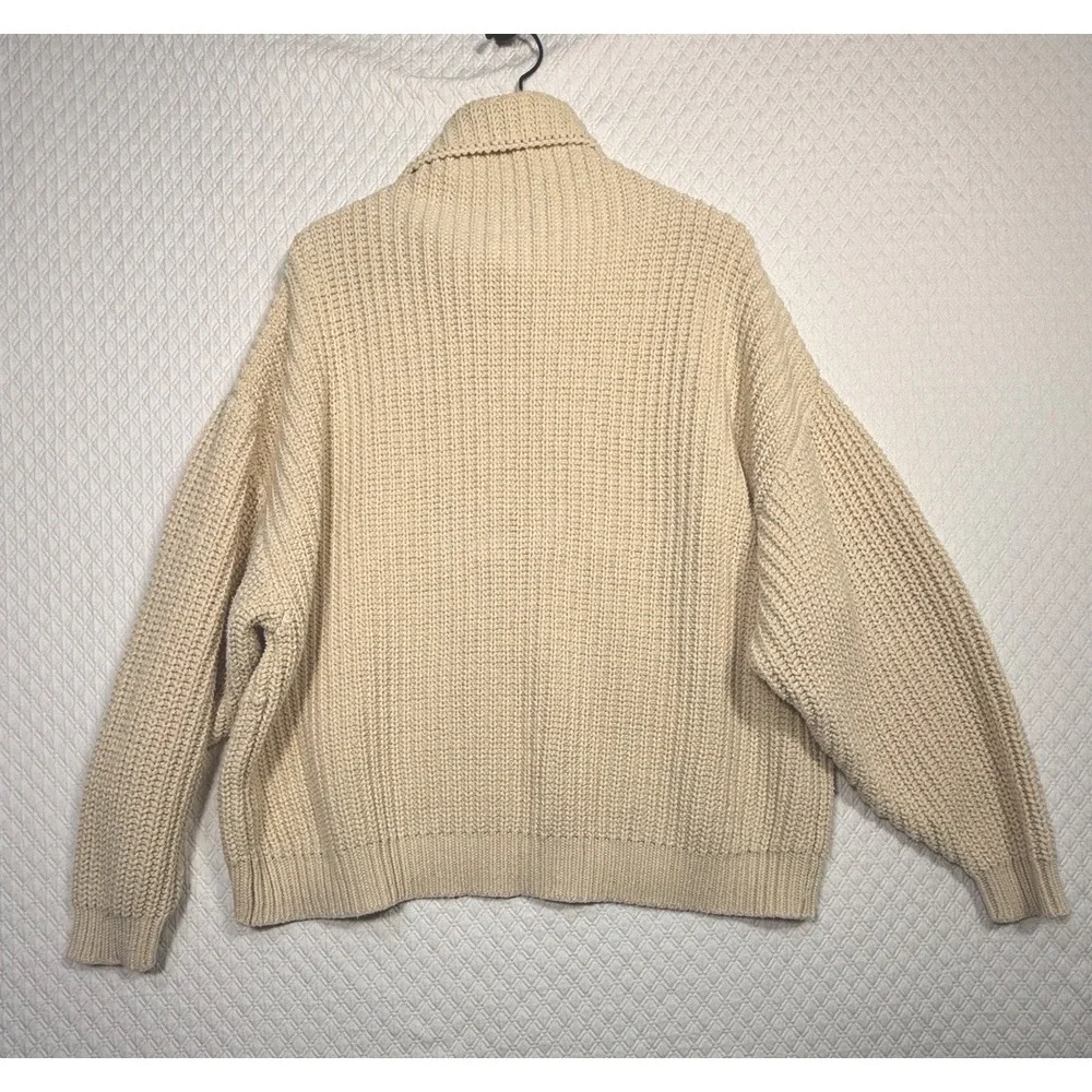 Free People Womens S Cream Oversized Cowl Neck Chunky Knit Sweater OB906352‎